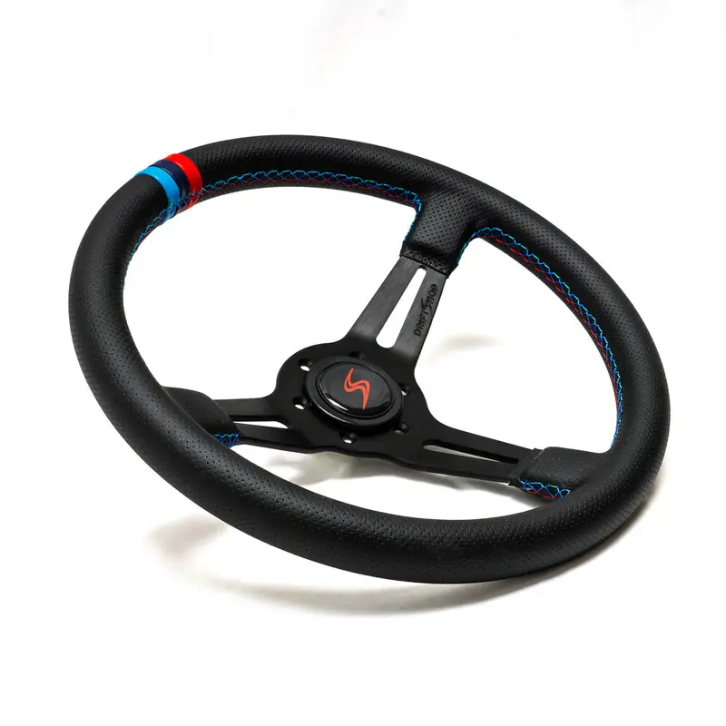 Volant DriftShop Tulipé (70 mm), Edition "M Power V2", Cuir Noir Perforé Seulement Aujourd’hui
